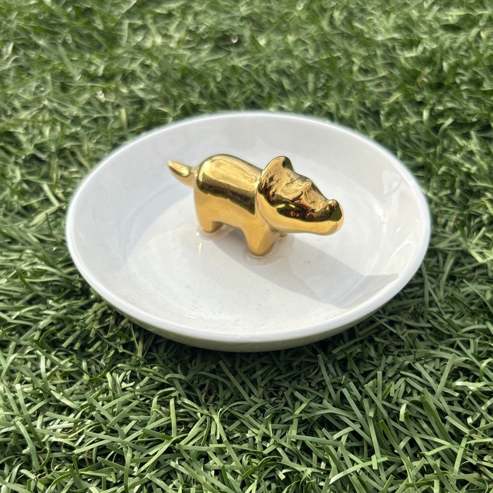 Gold Triceratops Trinket Dish